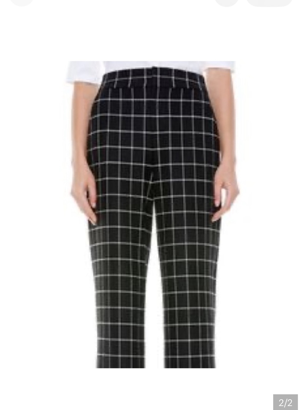 Alice + Olivia Black Windowpane Straight Trousers